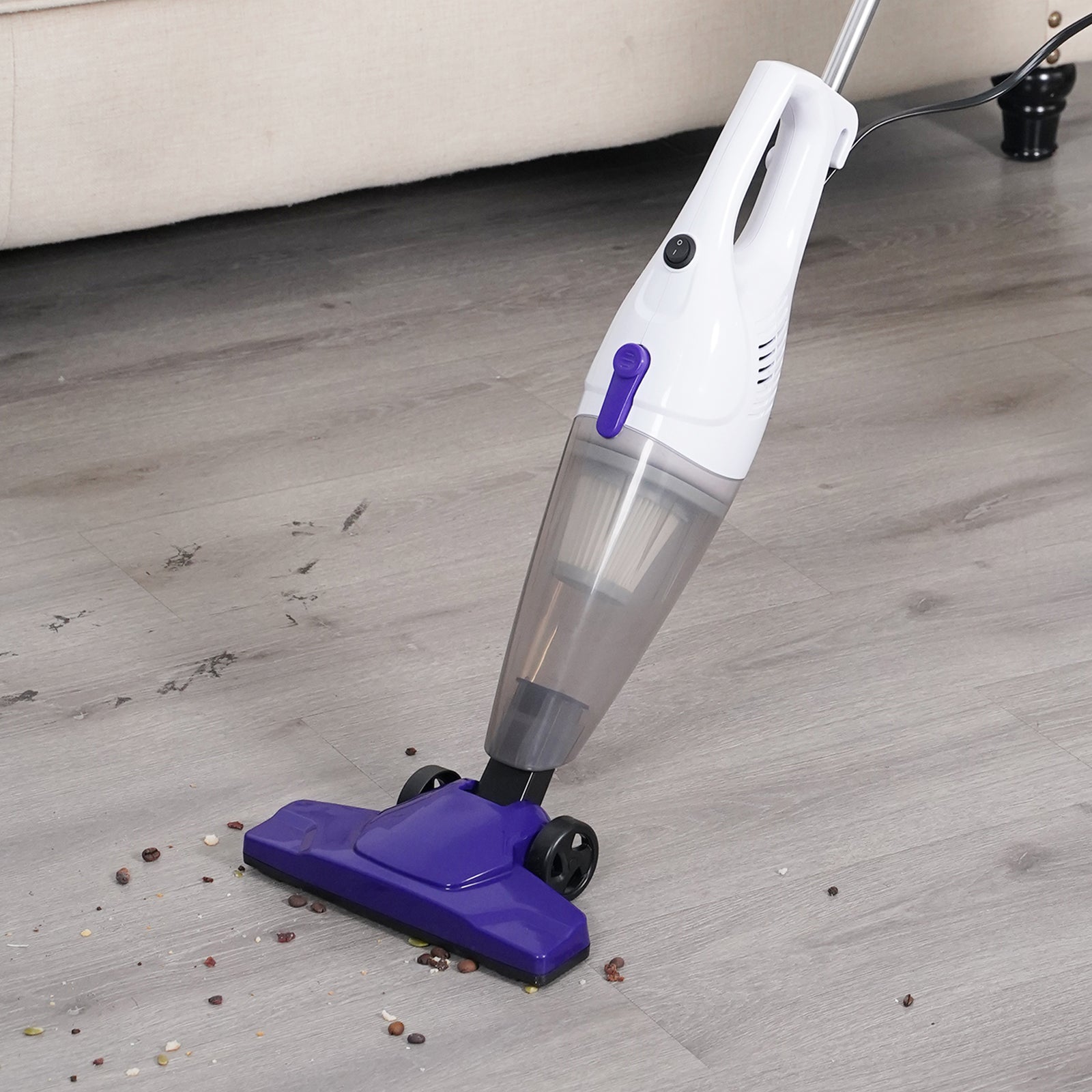 Intercleaner 1701 Purple Corded Stick Vacuum Cleaner, 15KPa Powerful Suction with 400W Motor, 12 in 1 Lightweight Bagless Stick Vac with Handheld, Ultra Quiet, for Hardwood Floor Carpet Car Pet Hair Car Pet Hair
