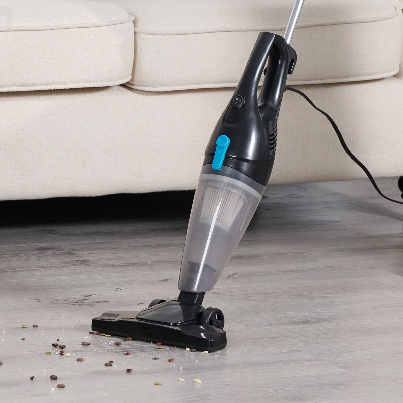 Intercleaner 1701 Black Corded Stick Vacuum Cleaner, 15KPa Powerful Suction with 400W Motor, 12 in 1 Lightweight Bagless Stick Vac with Handheld, Ultra Quiet, for Hardwood Floor Carpet Car Pet Hair